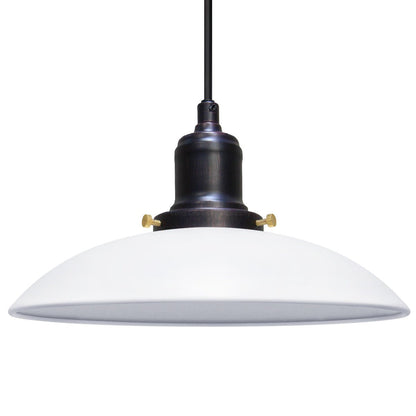 Retro Vintage White Ceiling Light Shade Metal Industrial Hanging Pendant Light Black Fitting - Energy Light Bulbs - Free delivery on all orders