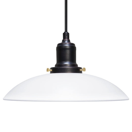 Retro Vintage White Ceiling Light Shade Metal Industrial Hanging Pendant Light Black Fitting - Energy Light Bulbs - Free delivery on all orders