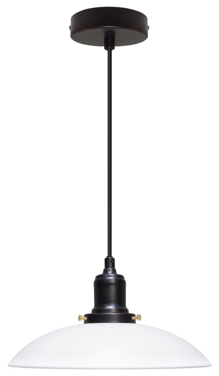 Retro Vintage White Ceiling Light Shade Metal Industrial Hanging Pendant Light Black Fitting - Energy Light Bulbs - Free delivery on all orders
