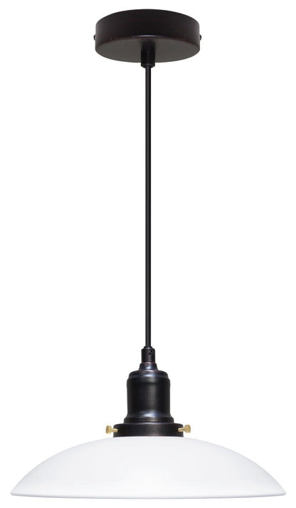 Retro Vintage White Ceiling Light Shade Metal Industrial Hanging Pendant Light Black Fitting - Energy Light Bulbs - Free delivery on all orders