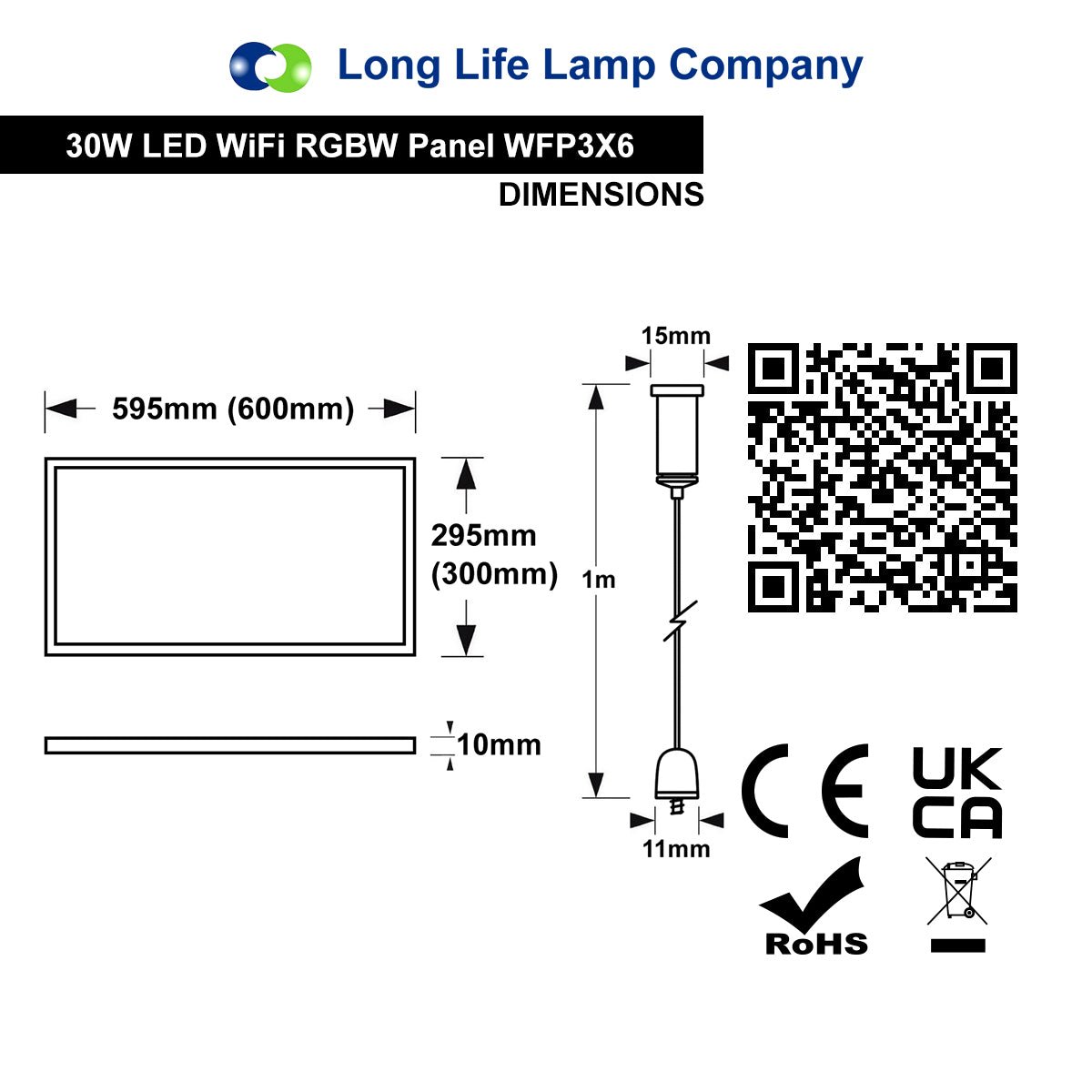 RGB 30w WiFi LED Ceiling Hanging Panel Light Colour Changing 300 x 600 - Energy Light Bulbs - Free delivery on all orders