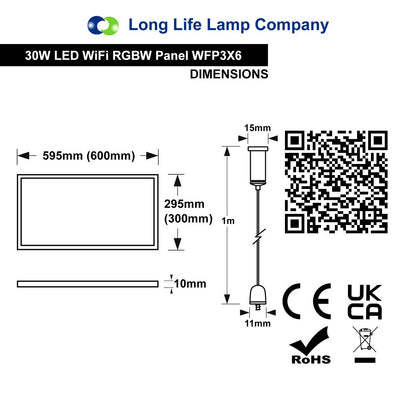 RGB 30w WiFi LED Ceiling Hanging Panel Light Colour Changing 300 x 600 - Energy Light Bulbs - Free delivery on all orders