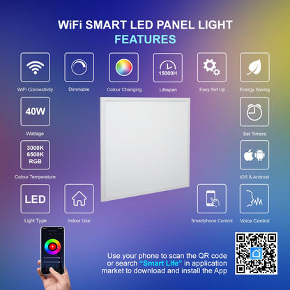 RGB 40w WiFi LED Ceiling Panel Colour Changing Recessed 600 x 600 - Energy Light Bulbs - Free delivery on all orders