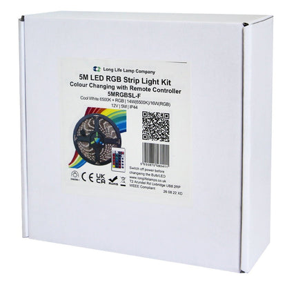RGB LED Tape IP44 Exterior or Interior 5 Metre Strip Light Kit Colour Change 12v Plug and Play - Energy Light Bulbs - Free delivery on all orders