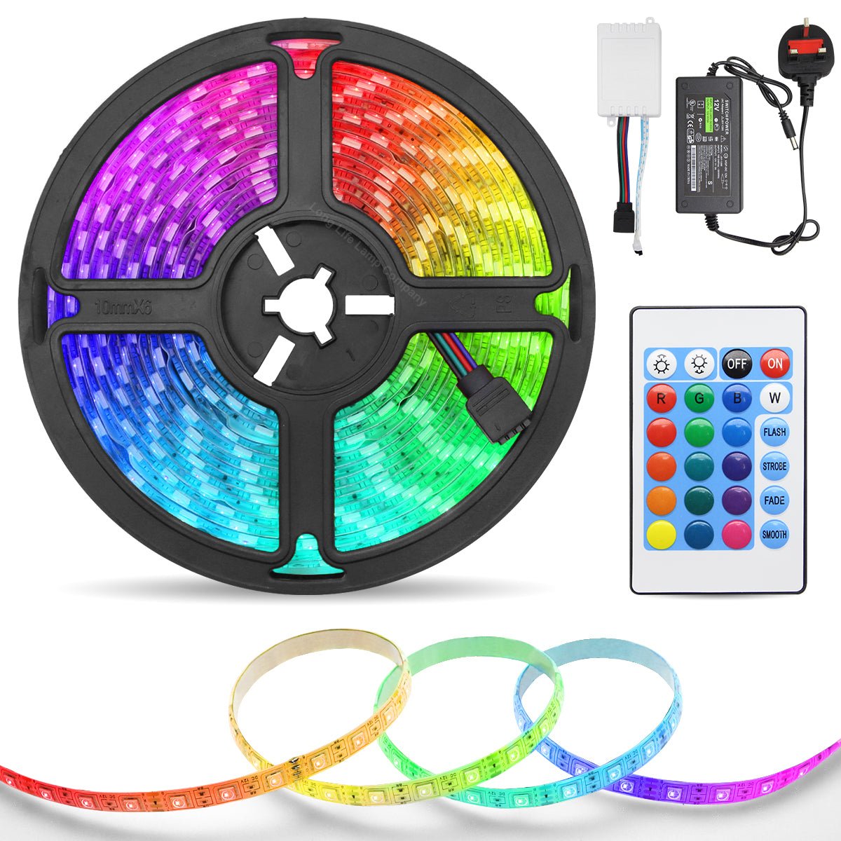 RGB LED Tape IP44 Exterior or Interior 5 Metre Strip Light Kit Colour Change 12v Plug and Play - Energy Light Bulbs - Free delivery on all orders