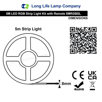 RGB LED Tape IP44 Exterior or Interior 5 Metre Strip Light Kit Colour Change 12v Plug and Play - Energy Light Bulbs - Free delivery on all orders