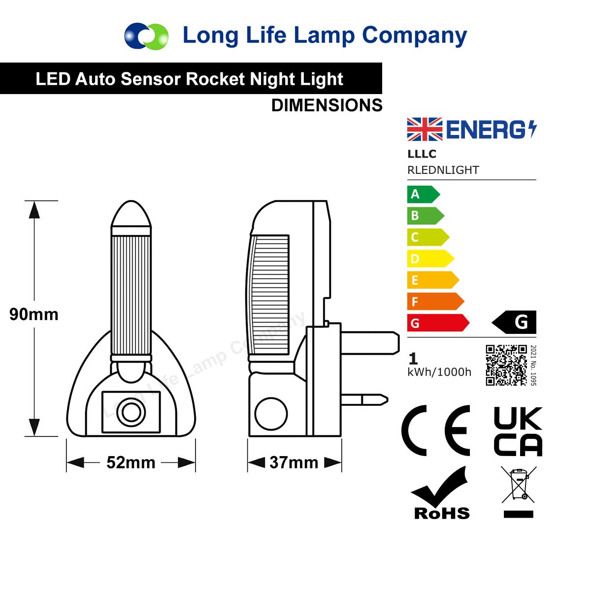 Rocket LED Auto Sensor Night Light - Energy Light Bulbs - Free delivery on all orders