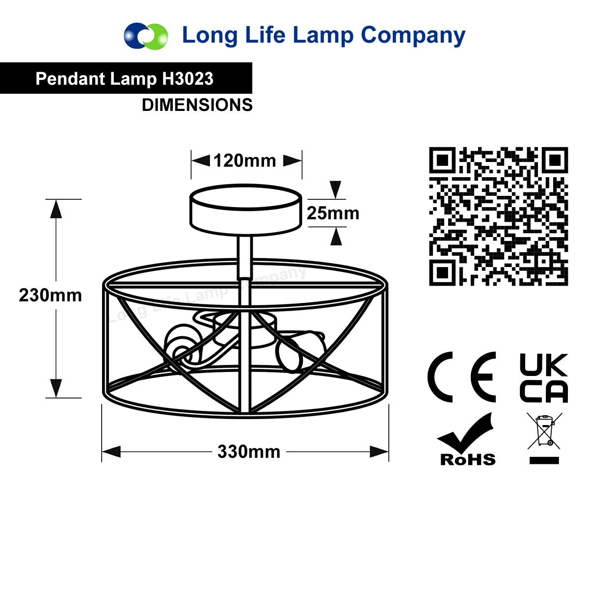 Round 3 - Light Industrial Ceiling Lantern Semi Flush Mount Black Shade - Energy Light Bulbs - Free delivery on all orders