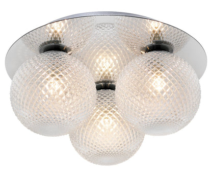 Round 3 Way Chrome Ceiling Light Frosted Pinecone Glass - Energy Light Bulbs - Free delivery on all orders