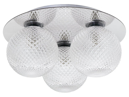 Round 3 Way Chrome Ceiling Light Frosted Pinecone Glass - Energy Light Bulbs - Free delivery on all orders