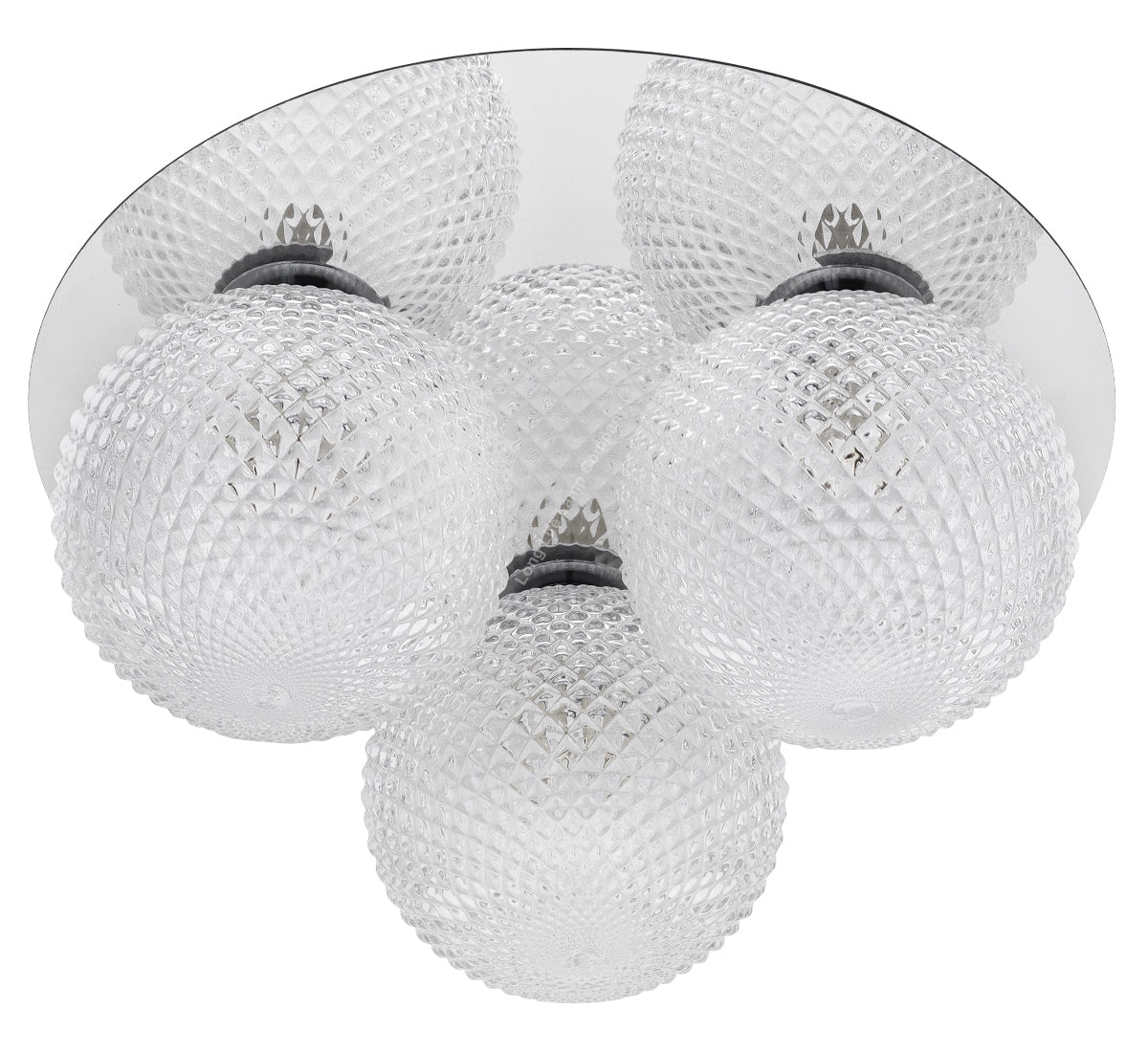 Round 3 Way Chrome Ceiling Light Frosted Pinecone Glass - Energy Light Bulbs - Free delivery on all orders
