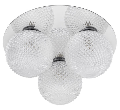 Round 3 Way Chrome Ceiling Light Frosted Pinecone Glass - Energy Light Bulbs - Free delivery on all orders