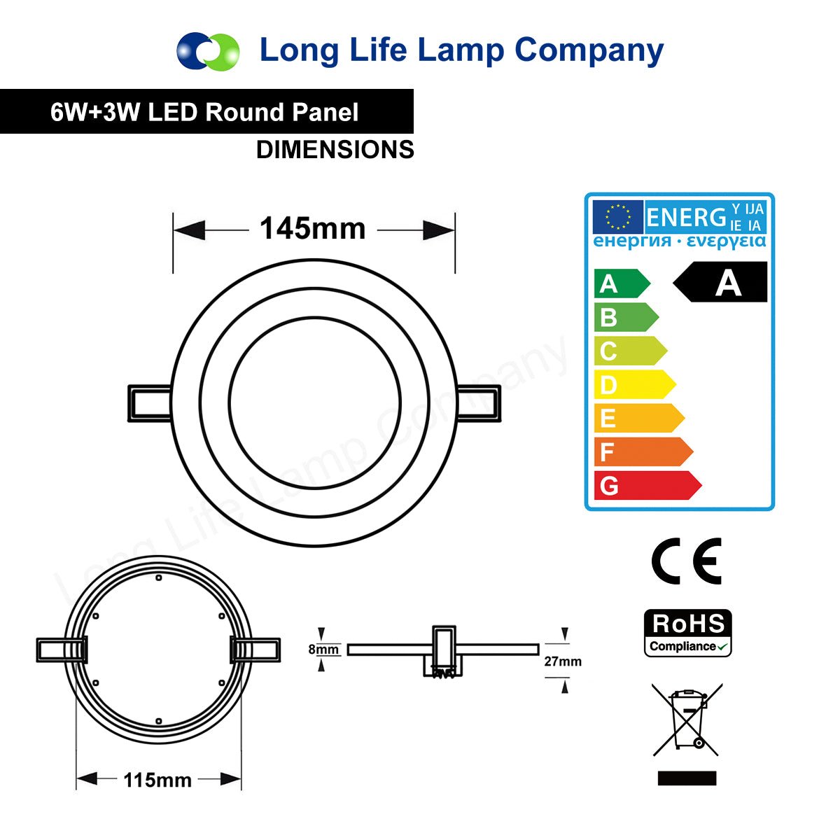 Round Dual Colour LED 6w Ceiling Recessed Panel Spot Light Blue and White - Energy Light Bulbs - Free delivery on all orders