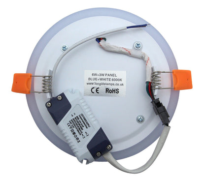 Round Dual Colour LED 6w Ceiling Recessed Panel Spot Light Blue and White - Energy Light Bulbs - Free delivery on all orders
