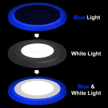 Round Dual Colour LED 6w Ceiling Recessed Panel Spot Light Blue and White - Energy Light Bulbs - Free delivery on all orders
