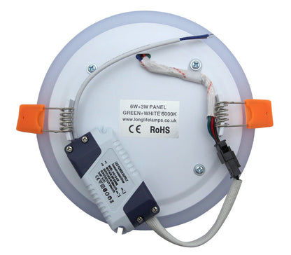 Round Dual Colour LED 6w Ceiling Recessed Panel Spot Light Green and White - Energy Light Bulbs - Free delivery on all orders