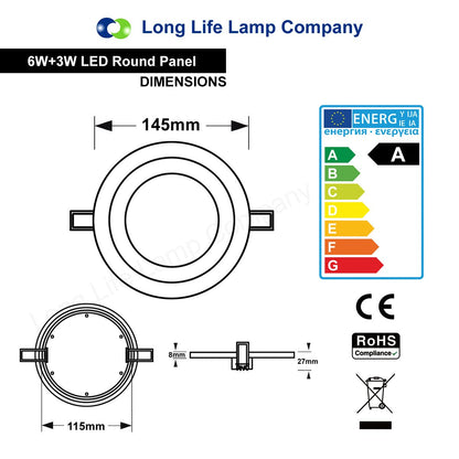 Round Dual Colour LED 6w Ceiling Recessed Panel Spot Light Green and White - Energy Light Bulbs - Free delivery on all orders