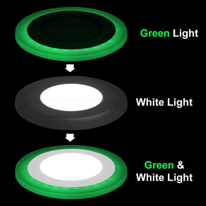 Round Dual Colour LED 6w Ceiling Recessed Panel Spot Light Green and White - Energy Light Bulbs - Free delivery on all orders