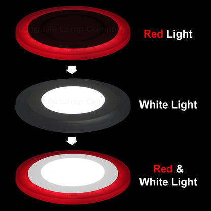 Round Dual Colour LED 6w Ceiling Recessed Panel Spot Light Red and White - Energy Light Bulbs - Free delivery on all orders