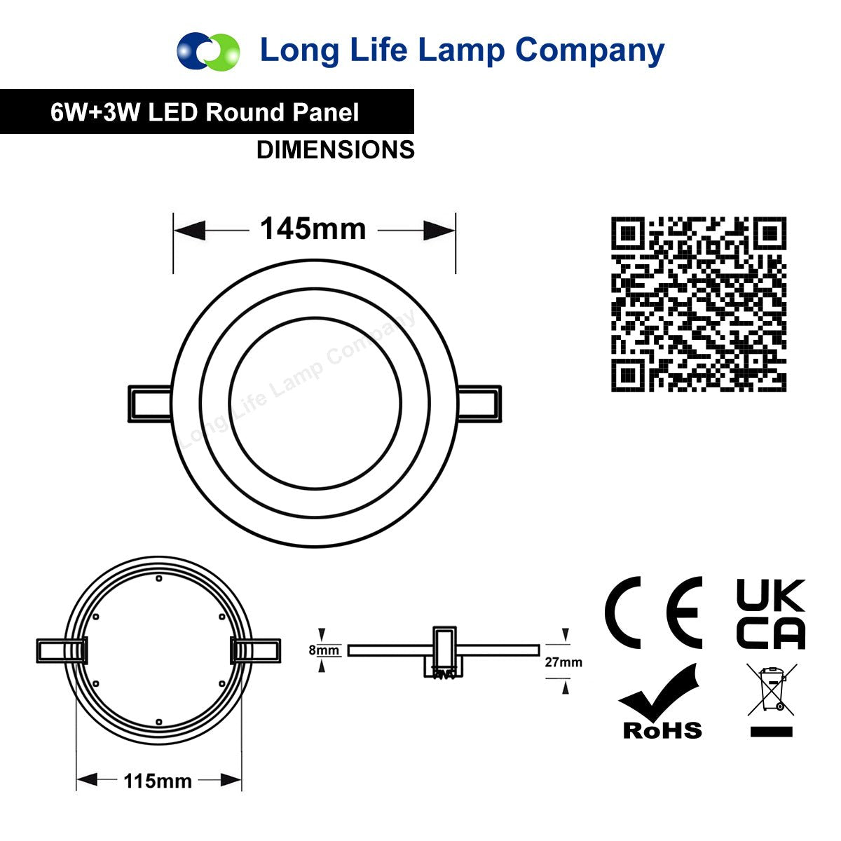 Round Dual Colour LED 6w Ceiling Recessed Panel Spot Light Red and White - Free delivery on all orders