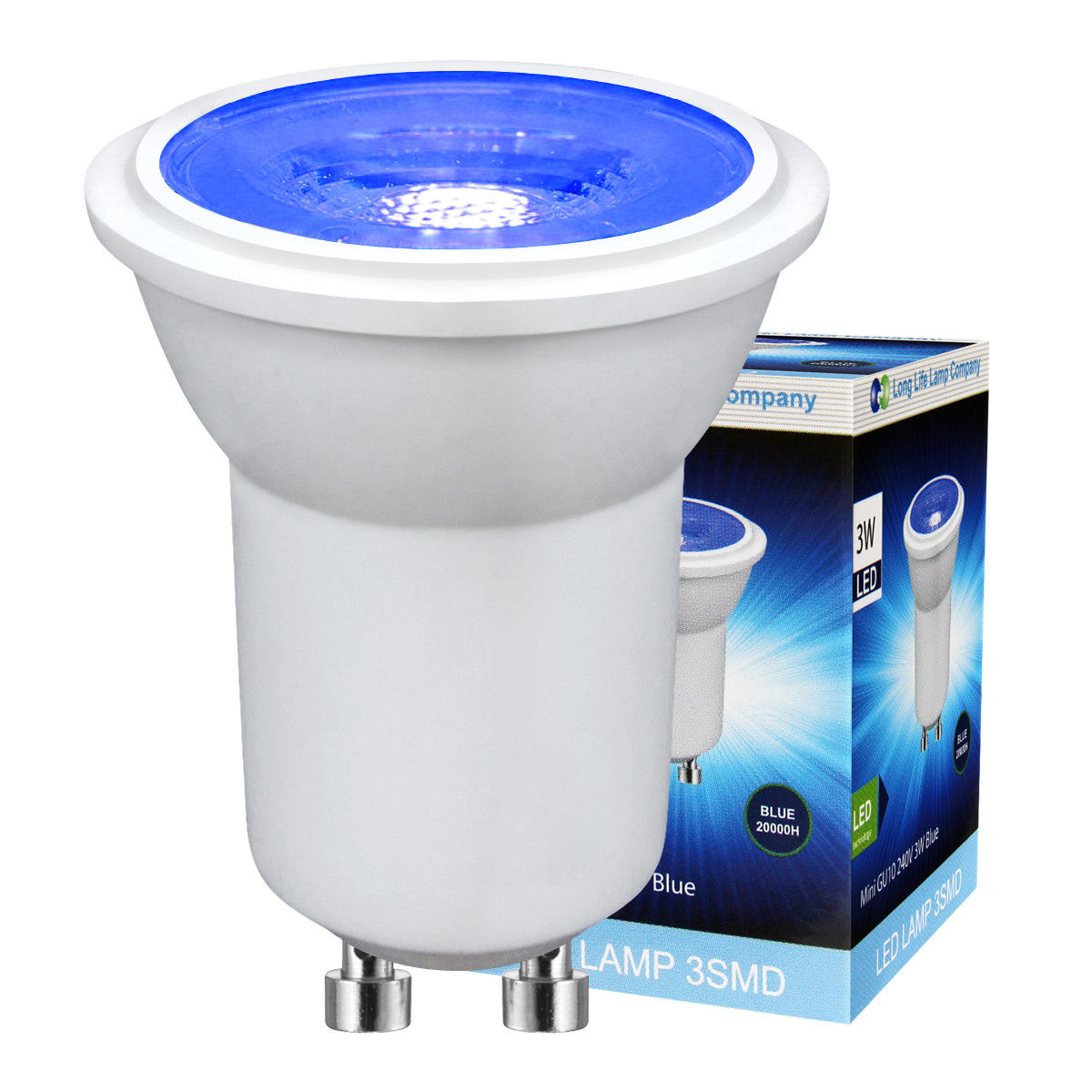 3w LED Mini GU10 Light Bulb Blue 35mm Halogen Replacement 240v