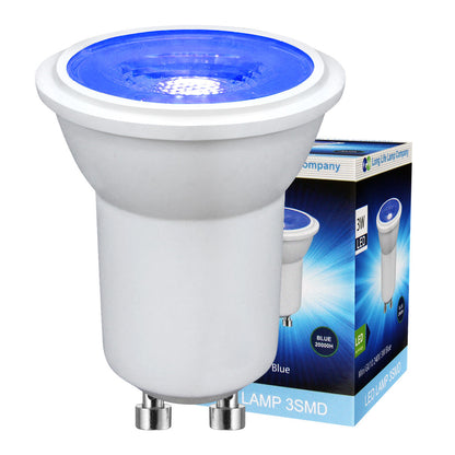 3w LED Mini GU10 Light Bulb Blue 35mm Halogen Replacement 240v