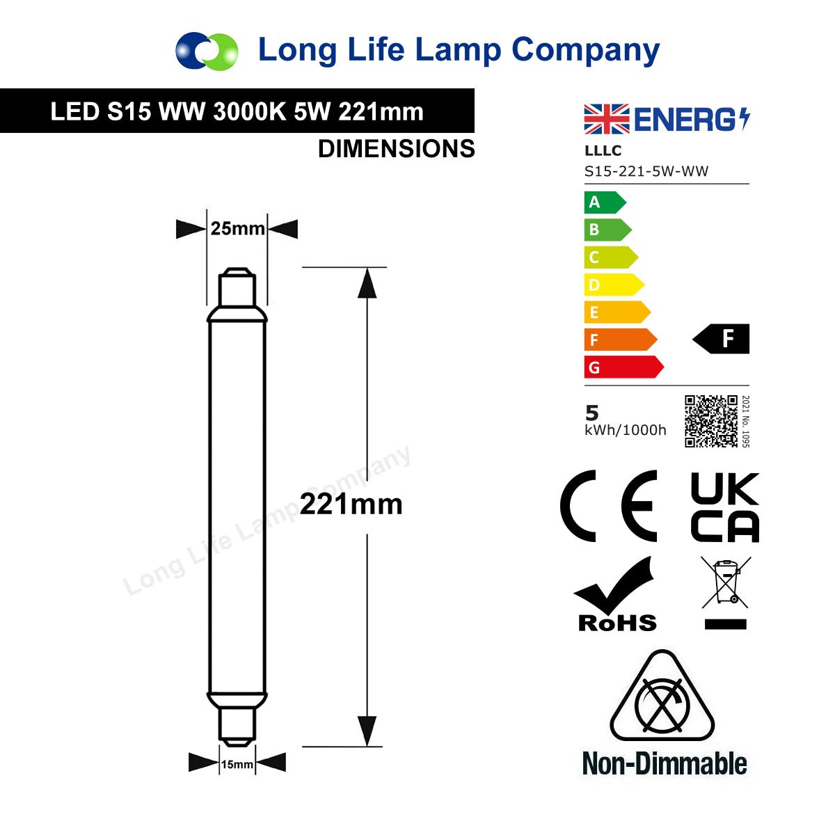 S15 221mm SMD LED Fluorescent Tube Striplight Replacement - Energy Light Bulbs - Free delivery on all orders