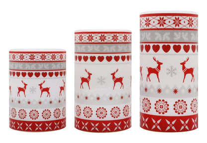 Set Of 3 USB Rechargeable LED Wax Christmas Reindeer Flameless Candles With Remote Control - Energy Light Bulbs - Free delivery on all orders