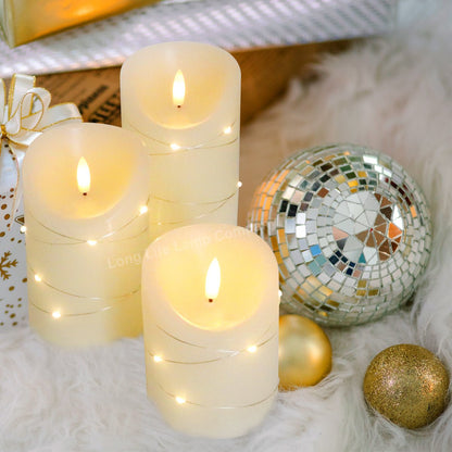 Set Of 3 USB Rechargeable LED Wax Coiled Fairy Flameless Candles With Remote Control - Energy Light Bulbs - Free delivery on all orders