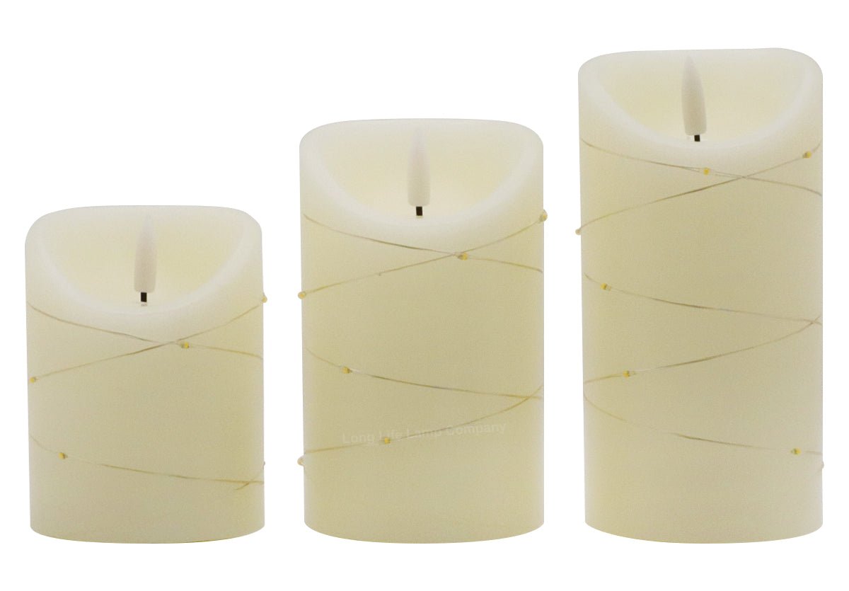 Set Of 3 USB Rechargeable LED Wax Coiled Fairy Flameless Candles With Remote Control - Energy Light Bulbs - Free delivery on all orders