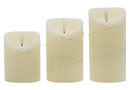 Set Of 3 USB Rechargeable LED Wax Coiled Fairy Flameless Candles With Remote Control - Energy Light Bulbs - Free delivery on all orders