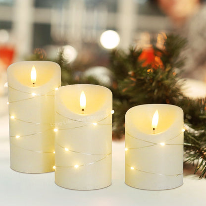 Set Of 3 USB Rechargeable LED Wax Coiled Fairy Flameless Candles With Remote Control - Energy Light Bulbs - Free delivery on all orders