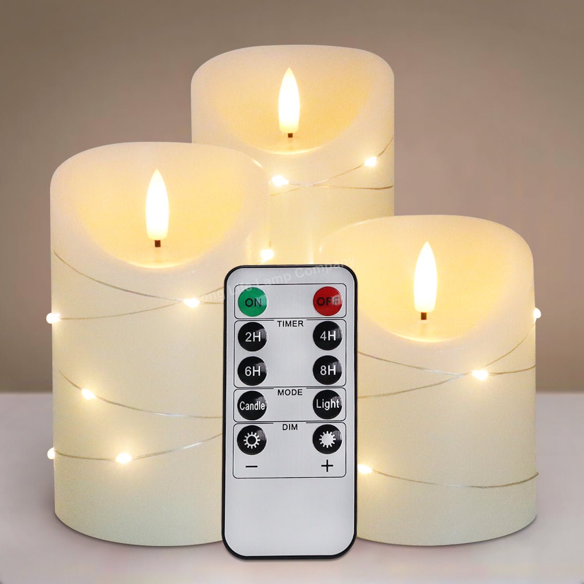 Set Of 3 USB Rechargeable LED Wax Coiled Fairy Flameless Candles With Remote Control - Energy Light Bulbs - Free delivery on all orders