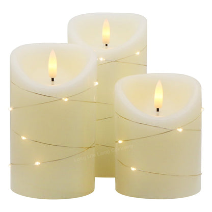 Set Of 3 USB Rechargeable LED Wax Coiled Fairy Flameless Candles With Remote Control - Energy Light Bulbs - Free delivery on all orders