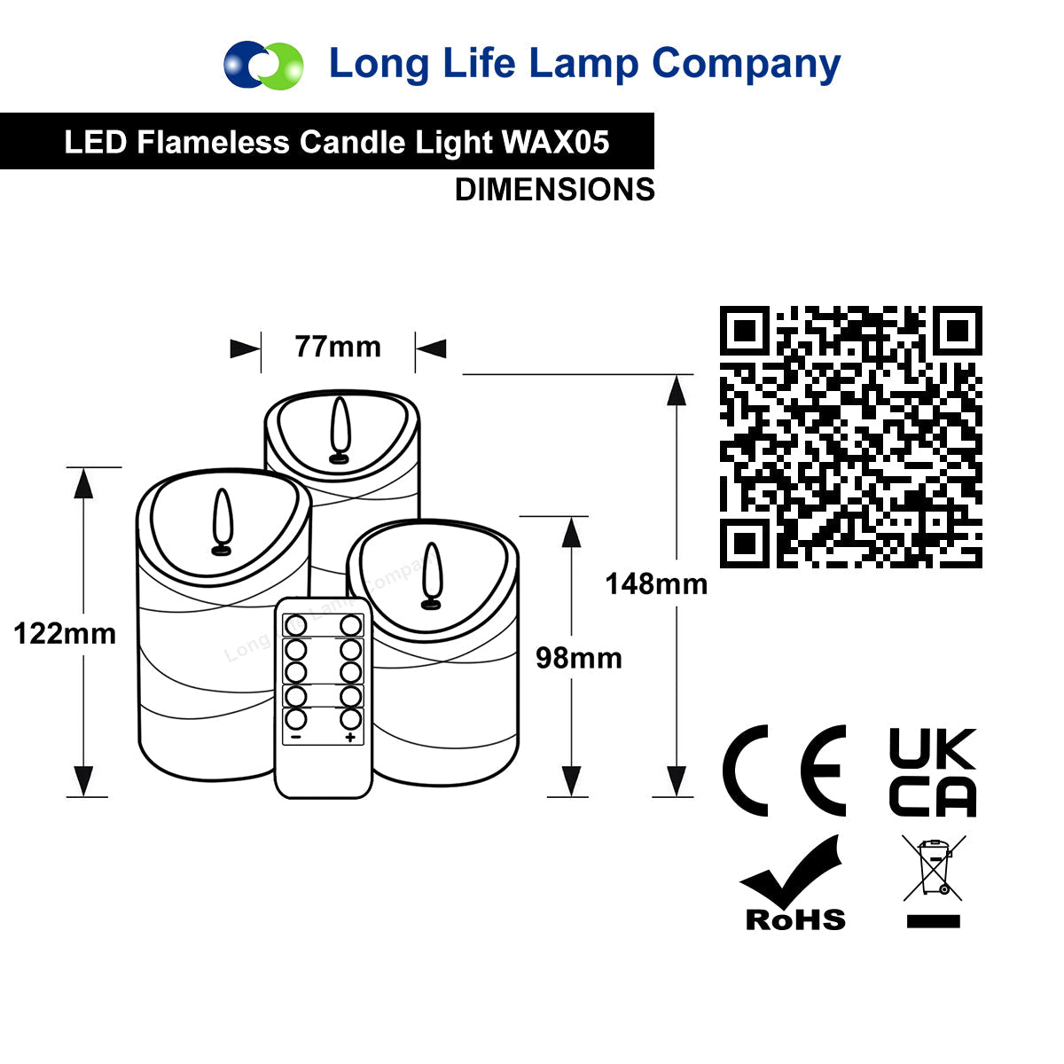 Set Of 3 USB Rechargeable LED Wax Coiled Fairy Flameless Candles With Remote Control - Energy Light Bulbs - Free delivery on all orders