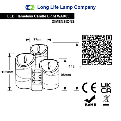 Set Of 3 USB Rechargeable LED Wax Coiled Fairy Flameless Candles With Remote Control - Energy Light Bulbs - Free delivery on all orders