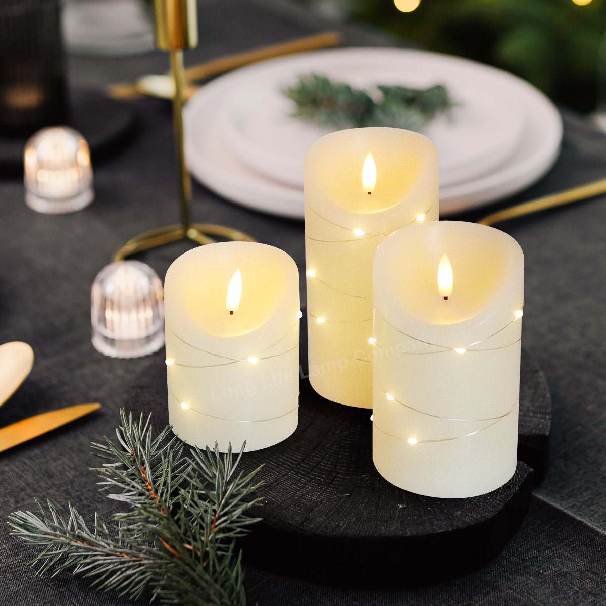 Set Of 3 USB Rechargeable LED Wax Coiled Fairy Flameless Candles With Remote Control - Energy Light Bulbs - Free delivery on all orders