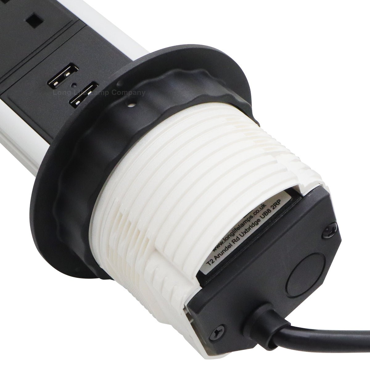 Silver Top Power Tower Pop Up Socket With 2 USB Charging Port 3 Plug Sockets - Energy Light Bulbs - Free delivery on all orders