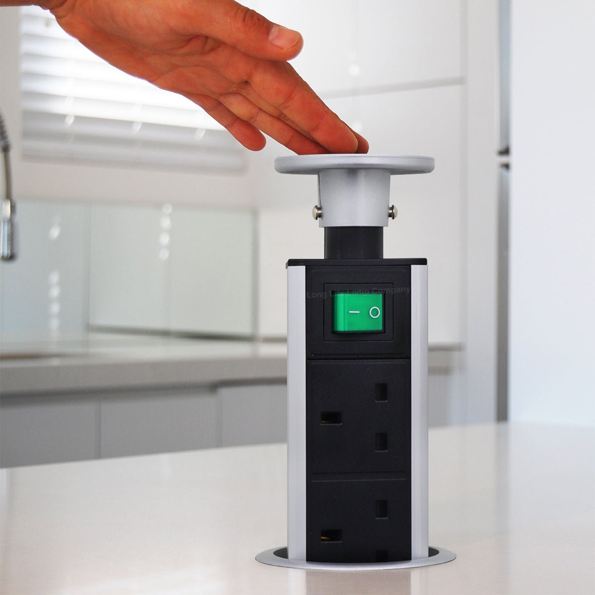 Silver Top Power Tower Pop Up Socket With 2 USB Charging Port 3 Plug Sockets - Energy Light Bulbs - Free delivery on all orders