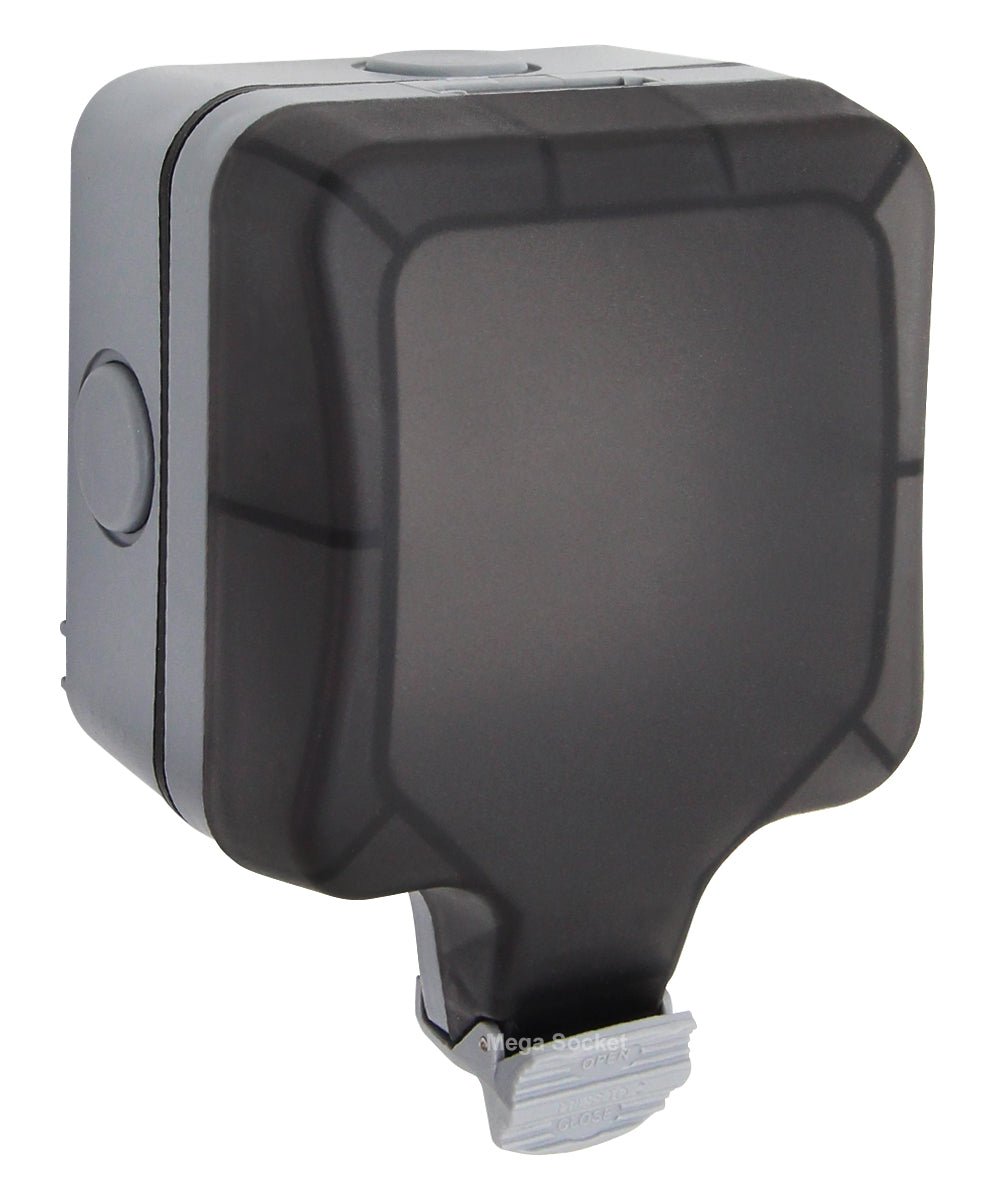 Single 13A 1 - Gang Weatherproof Outdoor Switched Socket IP66 Rated - Energy Light Bulbs - Free delivery on all orders