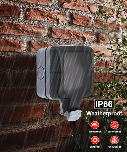 Single 13A 1 - Gang Weatherproof Outdoor Switched Socket IP66 Rated - Energy Light Bulbs - Free delivery on all orders