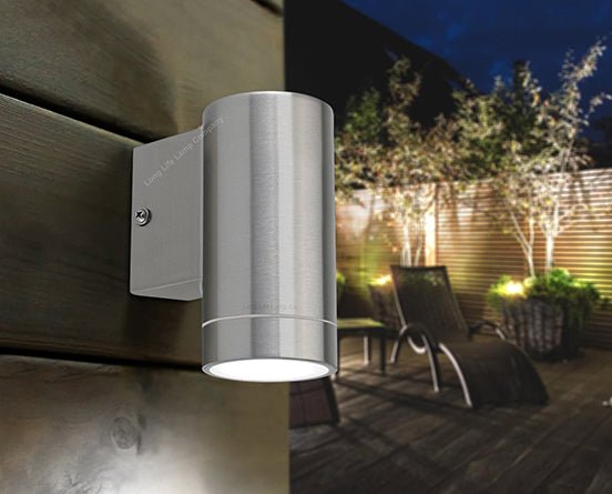 Single LED Wall Down Light Stainless Steel - Energy Light Bulbs - Free delivery on all orders