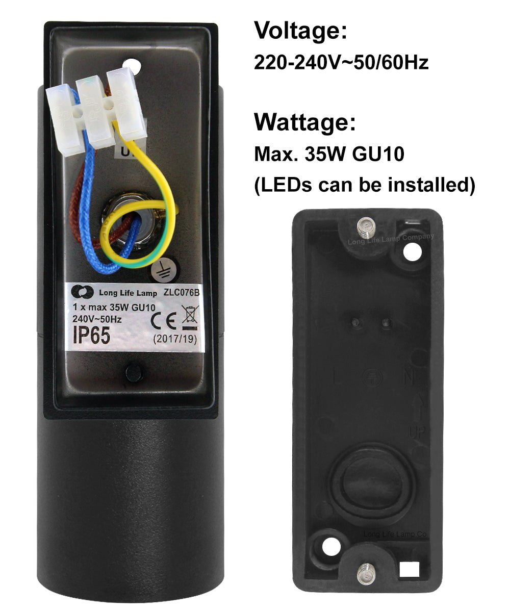 Single Outdoor Wall Light Black Stainless Steel IP65 - Energy Light Bulbs - Free delivery on all orders