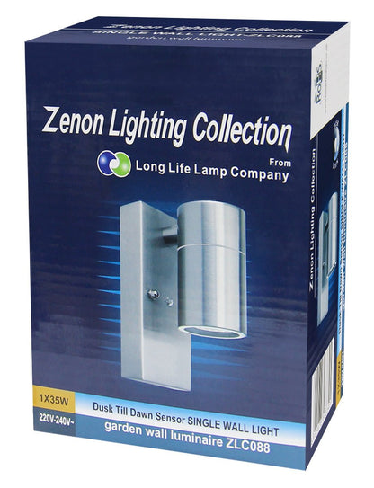 Single Outdoor Wall Light Dusk Till Dawn Sensor Stainless Steel Finish IP65 - Energy Light Bulbs - Free delivery on all orders