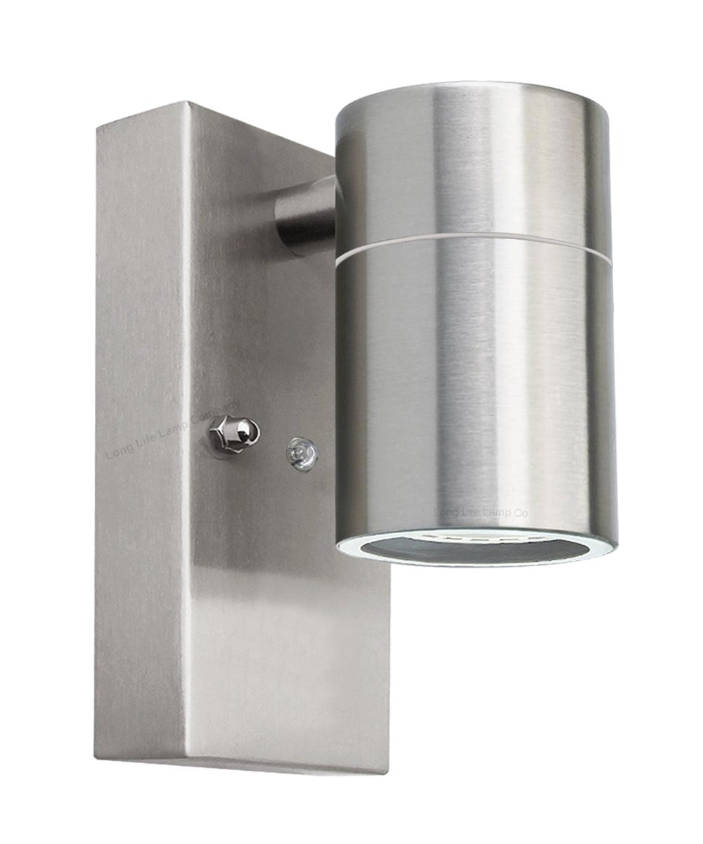 Single Outdoor Wall Light Dusk Till Dawn Sensor Stainless Steel Finish IP65 - Energy Light Bulbs - Free delivery on all orders