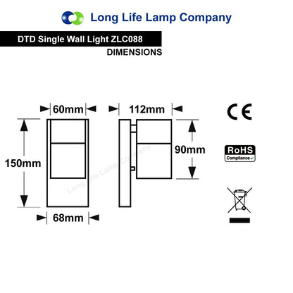 Single Outdoor Wall Light Dusk Till Dawn Sensor Stainless Steel Finish IP65 - Energy Light Bulbs - Free delivery on all orders