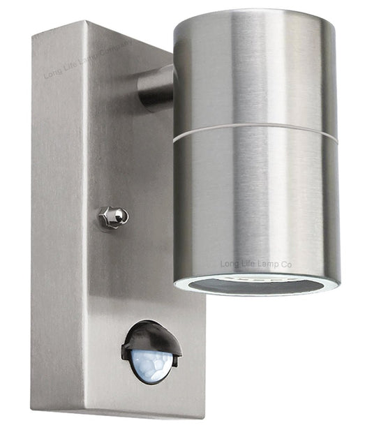 Single Outdoor Wall with PIR Movement Sensor Stainless Steel - Energy Light Bulbs - Free delivery on all orders