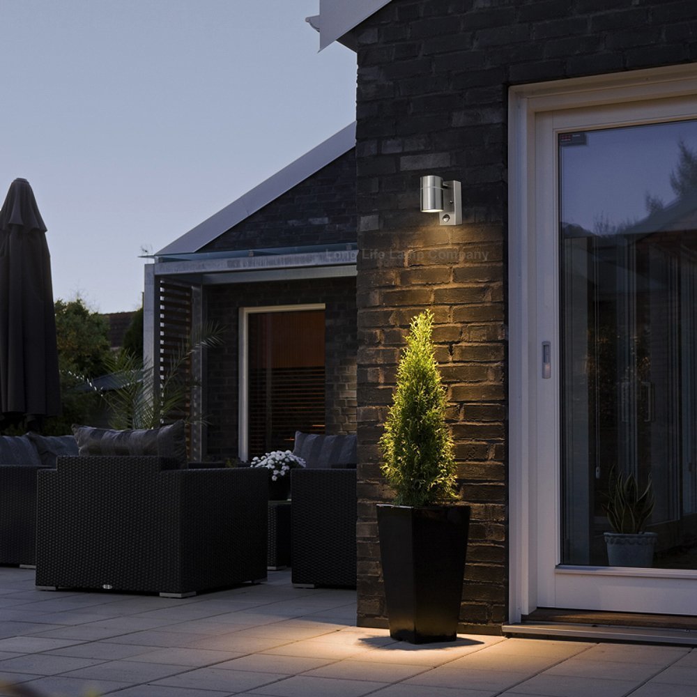Single Outdoor Wall with PIR Movement Sensor Stainless Steel - Energy Light Bulbs - Free delivery on all orders