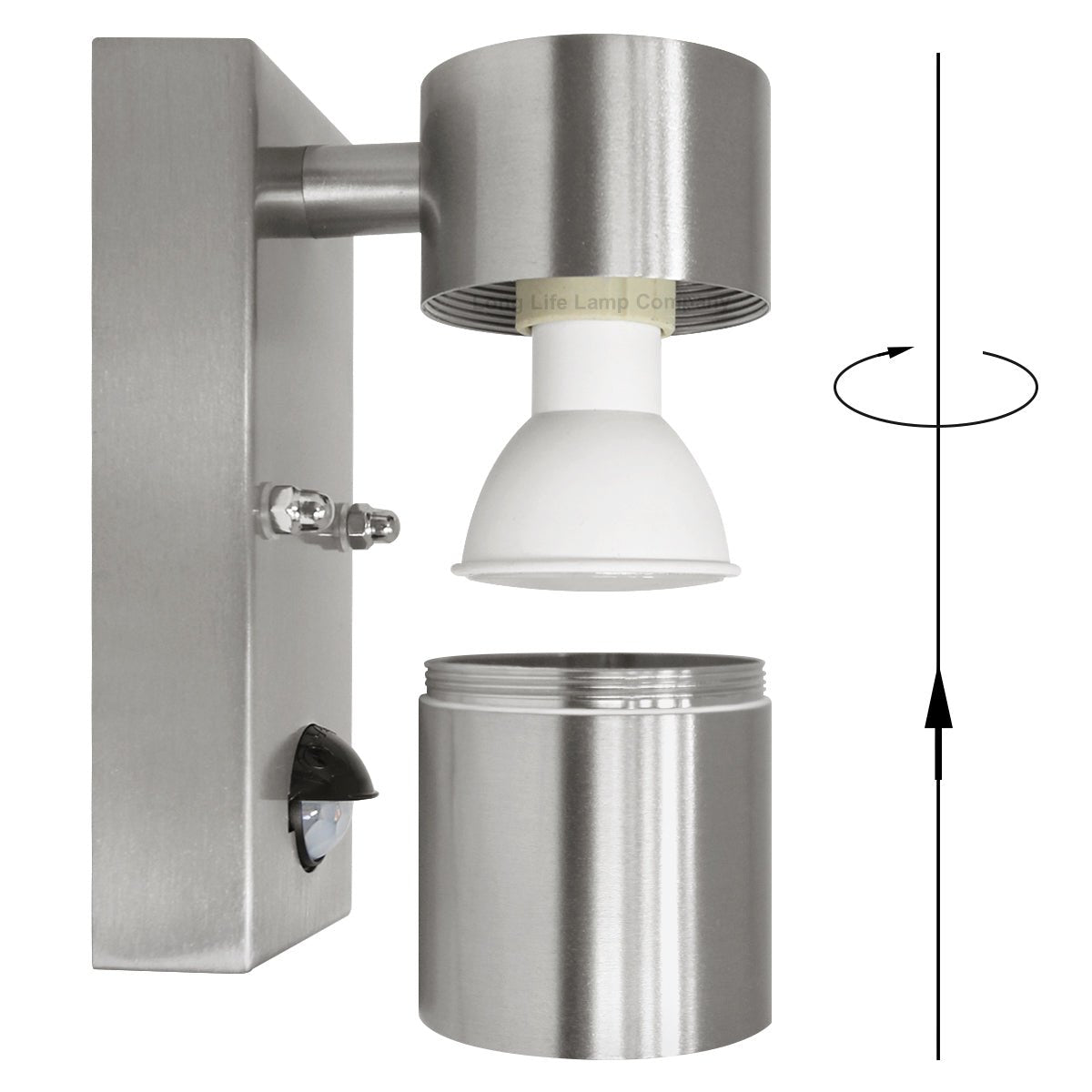 Single Outdoor Wall with PIR Movement Sensor Stainless Steel - Energy Light Bulbs - Free delivery on all orders