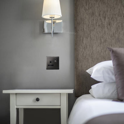 Single Wall Socket Switched Black Nickel 1 Gang Screwless 13a Single Pole - Energy Light Bulbs - Free delivery on all orders